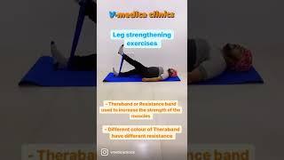 Leg strengthening exercises with Theraband.