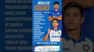 India U19 Squad Announced for England Tour #IndiaU19 #U19Cricket #IndiaCricket
