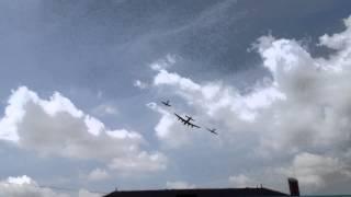 spitfire & lancaster bomber & hurricane flyby over northolt racecourse est