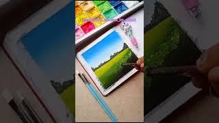 Gouache landscape painting/Easy painting ideas #art #gouache #painting