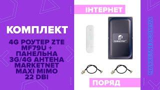 Комплект 4G роутер ZTE MF79U+Панельна 3G/4G антена MARKETNET Maxi MIMO 22 dBi