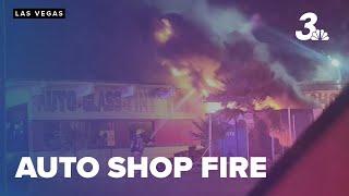 Fire breaks out at auto shop in east Las Vegas