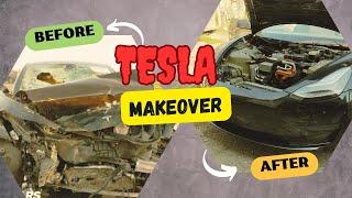 This Tesla had a very bad accident  #tesla #repair #teslamodel3 #arashrepairman @tesla