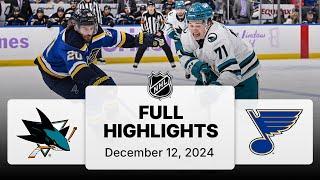 NHL Highlights | Sharks vs. Blues - December 12, 2024