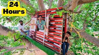 Living 24 Hours in Tree House Challenge | पहेली बुझाओ काम चलाओ | Challenge Gone Crazy