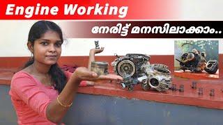 Engine working explained in Malayalam | 4 stroke Petrol Engine | what is stroke |bike engine