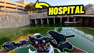 Exploring a hospital's underground tunnel system on a motorcycle!