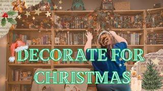 Let’s decorate for Christmas - Bookmas day 1 decorate my library and living room with me