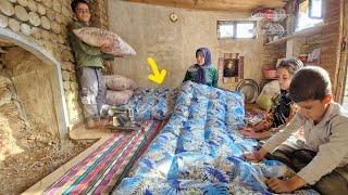 Nomadic mother: Mattresses ready to be used in shelter for family