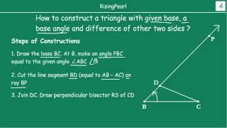 Constructing a triangle given base, a base angle and difference of other sides