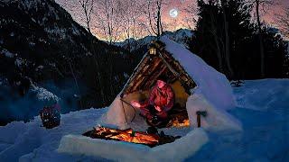 Building a COZY SNOW HUT in the deepest Winter to stay warm