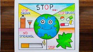 International Day Against Drug Abuse Poster Drawing / Anti Drugs Day Poster /Say No To Drugs Drawing