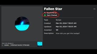 How To Get FALLEN STAR BADGE In Roblox Killstreak Swords V3 Remake