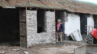 Traditional Stone Wall Building in Rural Ireland