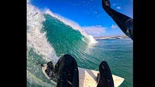 Surfing Biscarrosse Plage in clean winter conditions | progressing at frontside turns