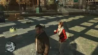 Lady in red shirt and scarf trying her hand on Niko Belic. Gta 4 funny Game GAG.