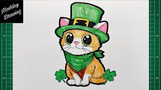 How to Draw St. Patrick's Day Kitten