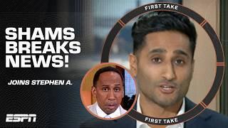 Shams Charania INSTANTLY BREAKS NEWS during First Take debut  Danny Green retiring + KAT to Knicks