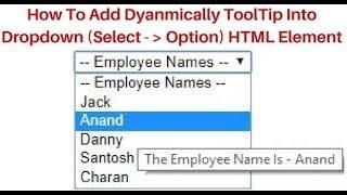 dropdown select option dynamically tooltip using jquery | php