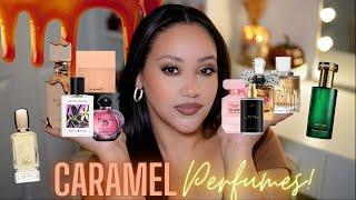 CARAMEL PERFUMES IN MY COLLECTION 2024! | GOURMAND, FLORAL, FRUITY, CARAMEL PERFUMES  | AMY GLAM 