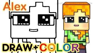 How to Draw Minecraft Alex Cute step by step