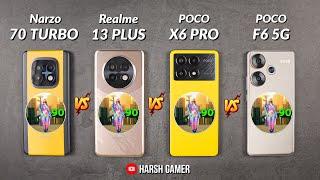 Poco X6 Pro, Poco F6, Realme Narzo 70 Turbo, Realme 13 Plus Extreme BGMI Test With FPS Meter 