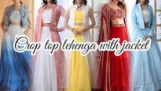 crop top lehenga with jacket style | latest lehenga design | party wear outfit | sara creation