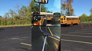 School Bus; Class B CDL Skills, Alley Dock with mirror view.