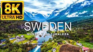 FLYING OVER SWEDEN 8K | Amazing beautiful natural landscape with relaxing music | 8K ULTRA HD VIDEO