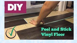 Peel and Stick Vinyl Floor Install- Araceli Chan Home Family DIY