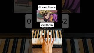 Giorno Theme - JoJo's Bizarre Adventure(Easy Piano Tutorial) #anime #shorts #youtubeshorts