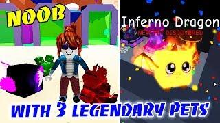 NOOB With 3 HYDRA + PHOENIX AND GOT LEGENDARY PET (4299 R$) IN BUBBLE GUM SIMULATOR (Roblox)