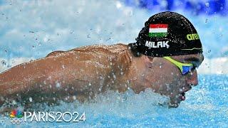 Hungary's Kristof Milak COMES FROM BEHIND to win men's 100m butterfly gold | Paris Olympics