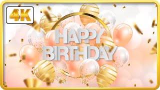 Pink and Gold birthday theme with balloons and confetti background video loops HD 3 hours