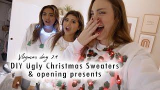 DIY Ugly Christmas Sweaters & opening presents | Vlogmas Day 24