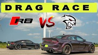 2022 Dodge Charger Redeye vs 2021 Audi R8, the longer you watch it, the longer the gap gets. Race!