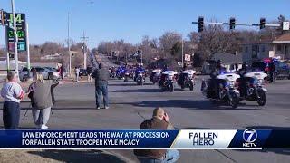 Law enforcement leads the way at procession for fallen State Trooper Kyle McAcy