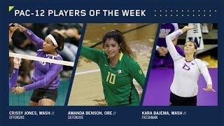 Oregon's Amanda Benson, Crissy Jones and Kara Bajema of Washington named women's volleyball...