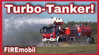 FEUERWEHR TANKZUG mit LöschturbineVorführung Magirus TLF AirCore und LÖSCHROBOTER