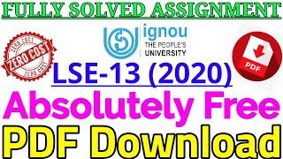 LSE 13 IGNOU Solved Assignment PDF 2020 Download, Plant Diversity-II, Free Assignment PDF