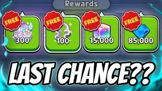 LAST CHANCE!  Claim 85K Crystals, 15K Rainbows Cubes in CRK!