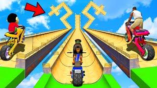 FRANKLIN AND SHINCHAN TRIED CRAZY LONG MEGA RAMP JUMP CHALLENGE BY CARS  GTA 5