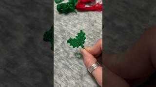 Holly leaf and berries micro crochet bookmark  #shorts #crochet #holidayseason