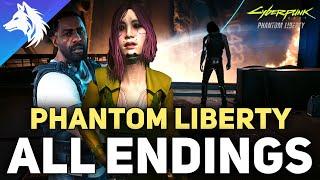 All 5 Phantom Liberty Endings - Reed, Songbird, Johnny, V Outcomes (Cyberpunk 2077)