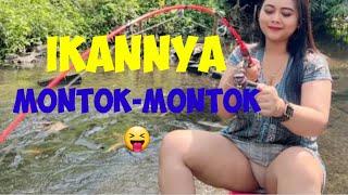 Amazing Fishing Video, Beautifull Girl Fishing, Until the rod bends, strikes, the fish is plump