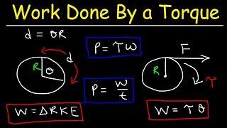 Work Done By a Constant Torque - Power & Moment of Inertia - Rotational Motion Physics Problems