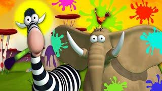 A Colorful Day In African Jungle | Fun With Zebra & Elephant | Animal Cartoon Show For Kids | Gazoon