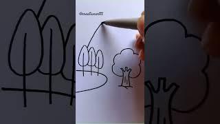 How to draw a beautiful landscape  #shorts #drawing