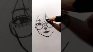 draw girl glasses.. #art #shorts