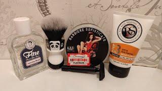 Razorock baby smooth, blade: persona red. Brush: yaqi panda.soap A+E sofisticato,fine splash RS balm